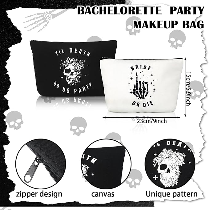 Domensi 35 Pcs Bride or Die Bachelorette Party Decorations Till Death Do Us Party Gifts Including Hair Scrunchies Heart Sunglasses Sash Makeup Bag Beer Can Cooler Sleeves for Wedding Supplies Gift