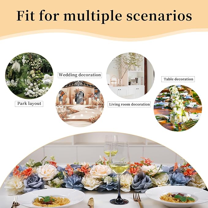 Pack of 10 Wedding Arch Decorations, 20.47 inch Artificial Flower Table Centerpieces Floral Arrangement for Wall Backdrop Party Bridal Shower Event Decor - Grey