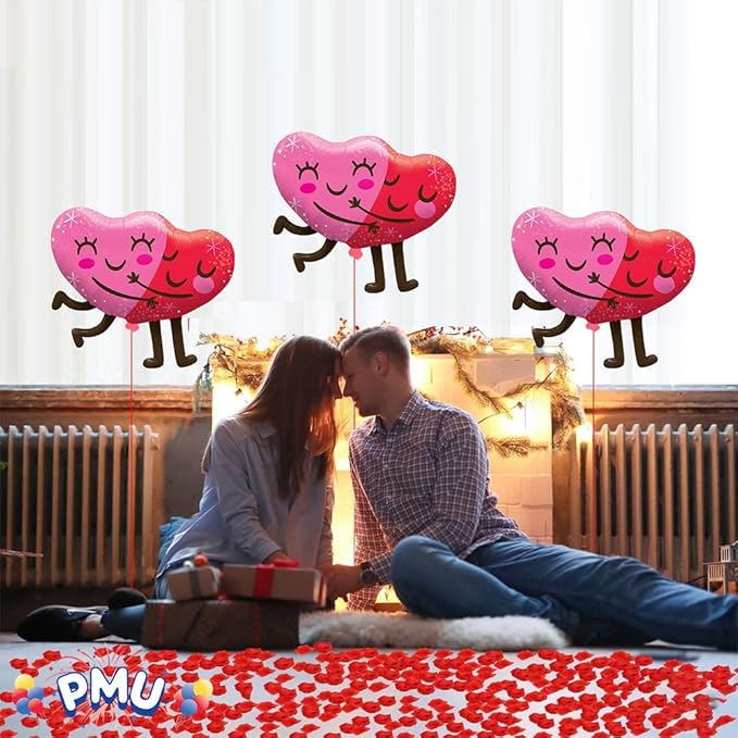 PMU Valentine's Day Hugging Hearts 36in Mylar-Foil Balloon (10/pkg) Pkg/1