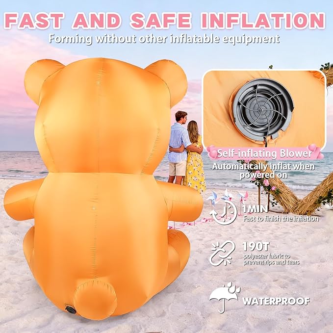Valentines Inflatables Outdoor Decorations, 7 FT Blow up Valentine's Day Big Bear Yard Decor with Red Heart, Built-in LED Lights Valentine Holiday Decorations for Outside Lawn Garden Wedding Indoor