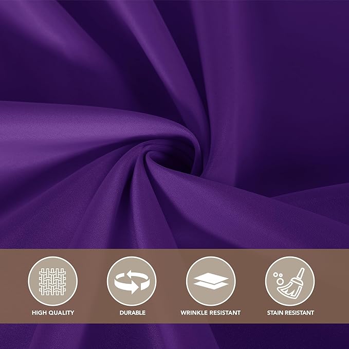 sancua Rectangle Tablecloths for 6 Foot Tables, 6 Pack - Washable Polyester Fabric Table Cloth for Halloween Party, Wedding Birthday Banquet Reception, 54x108 Inch, Purple