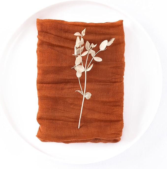 100 Pack Terracotta Cheesecloth Napkins Burnt Orange Spring Cloth Napkins Set of 100 Dinner Napkins Bulk 21x21 Inches for Wedding Bridal Shower Baby Shower Valentine's Day