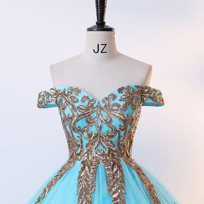 Engerla Women's Beading Sweetheart Ball Gown Tulle Layed Long Quinceanera Dress