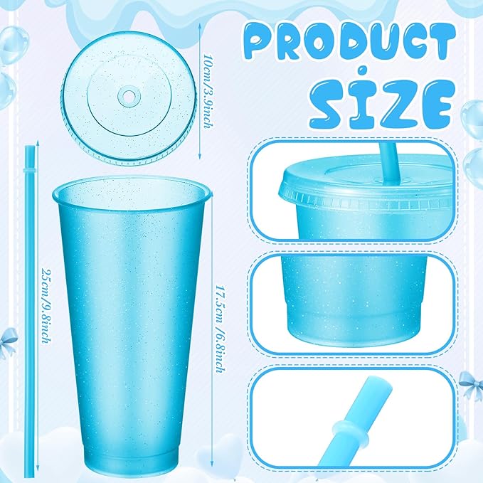 30 Pcs Spa Party Favors for Women Sleepover Party Supplies 6 Bow Headband 6 Eye Mask 6 Hair Clip 6 Cosmetic Bag 6 Glitter Plastic Cup for Adult Spa Birthday Bachelorette Gift(Blue)