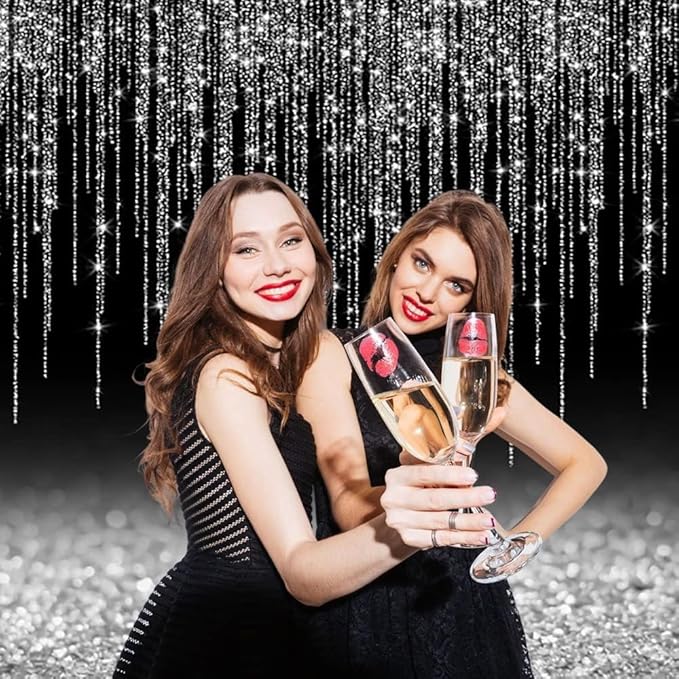 Black Silver Glitter Backdrop 10x10ft Graduation Birthday New Year Housewarming Retirement Party Background for Photography Theme Party Banner Studio Photo Booth Props