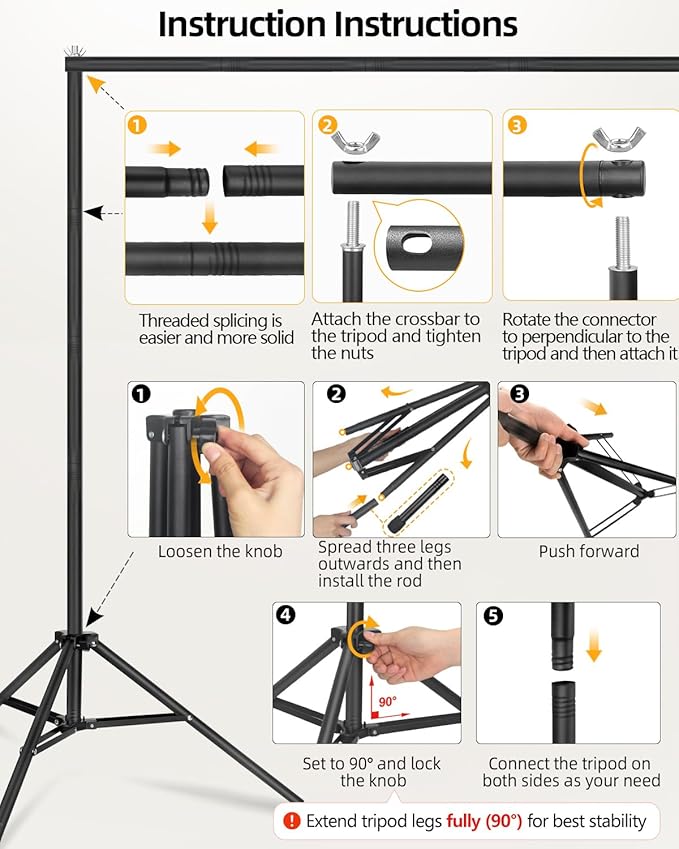 Hemmotop Photo Backdrop Stand, 10x7ft (WxH) Background Stand for Photoshoot, Backdrops Support kit with Carry Bag for Parties, Photography, Projector Screen, Wedding, Decoration, Balloons