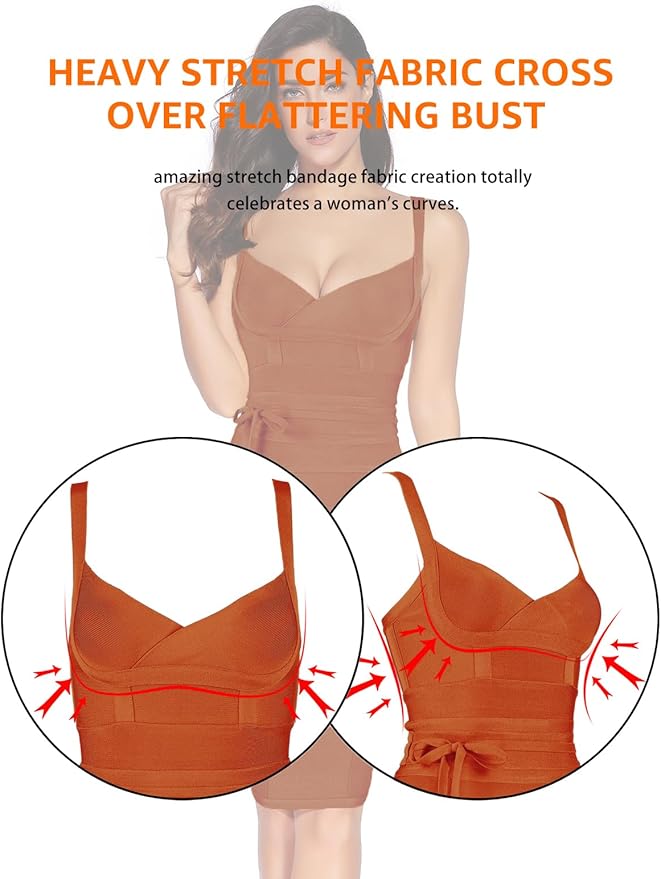 meilun Womens Rayon Belt Detail Bandage Bodycon Party Dress