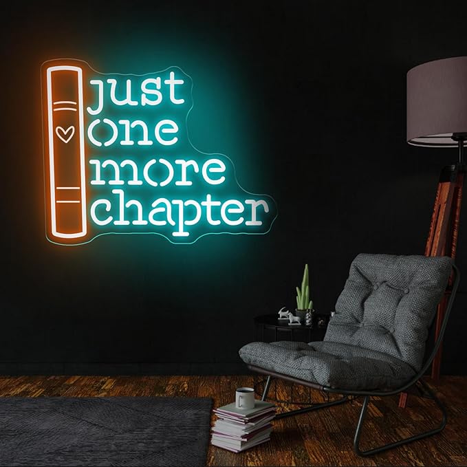Just One More Chapter Neon Sign, Book Lover Gift, Book Room Decor, Custom Neon Sign, Gifts for Bookworms, Bookish Reader Sign, Book Wall Art, 16.5"x13"