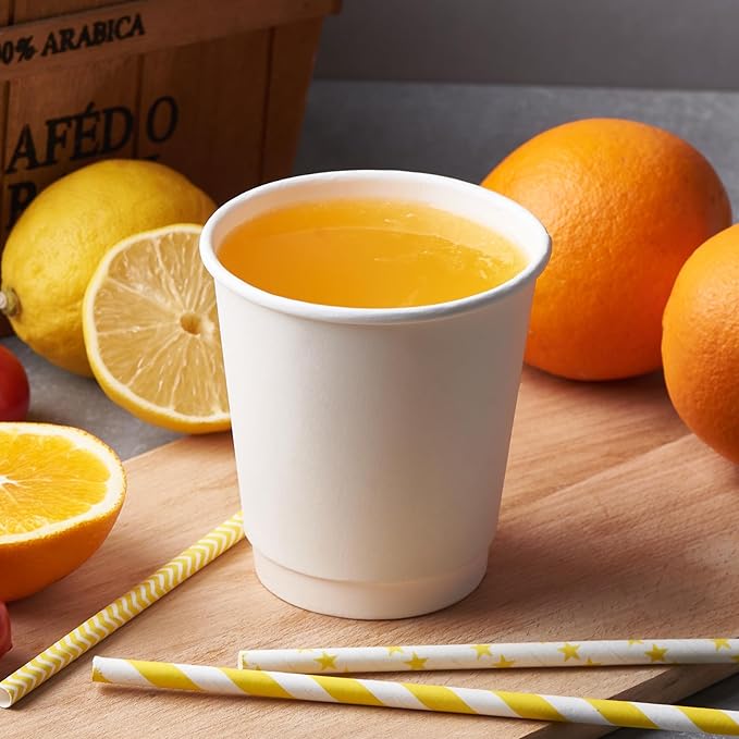 CIAO! 10 oz Insulated Double Wall White Paper Hot Cup, 90mm Diameter, 500 Count