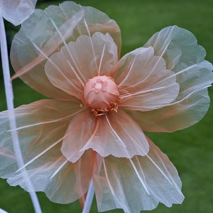 Giant Flowers for Decoration,Artificial Silk Flowers with Stand,Large Fake Floral Decor for Home Garden,Indoor Outdoor Party Birthday Wedding Backdrop (Gradient Champagne)