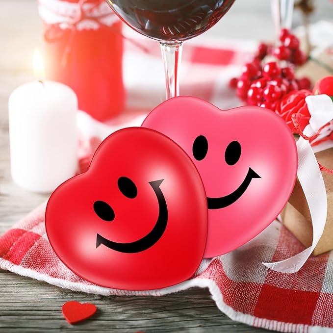 Zubebe 48 Pcs 2.76'' Valentine's Day Heart Stress Balls Heart Shaped Smile Face Ball Stress Relief Balls Valentines Day Gifts for Staff Kids Adults Party Favors School Reward(Multicolor)