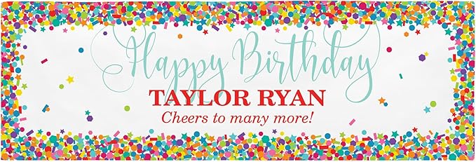 Let's Make Memories Personalized Happy Birthday Banner - Choose Any Year - 40th 50th 60th 75th Birthday Party Decorations - Custom Indoor/Outdoor Vinyl Banner - Any Text - Colorful Confetti - 10ft