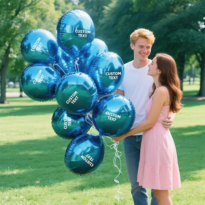 10Pcs 18 inch Custom Round Foil Balloon – Personalized with Logo, Photo or Text – Helium Mylar Balloon for Party, Event, Business,Birthday,Wedding (500)