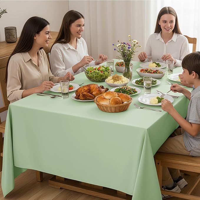 10-Pack Sage Green Tablecloths for Rectangle Tables, 54 x 108 Inches, Stain-Resistant Polyester Fabric for 6 Foot Tables - Washable Table Covers for Weddings, Birthday Parties, Events