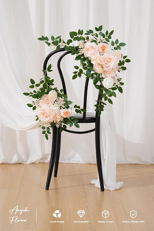 2pcs Babypink Deluxe Welcome Sign Artificial Flowers Wedding Backdrop Garland Hanging Floral Arrangements for Ceremony Reception Entryway Board Sweetheart Table