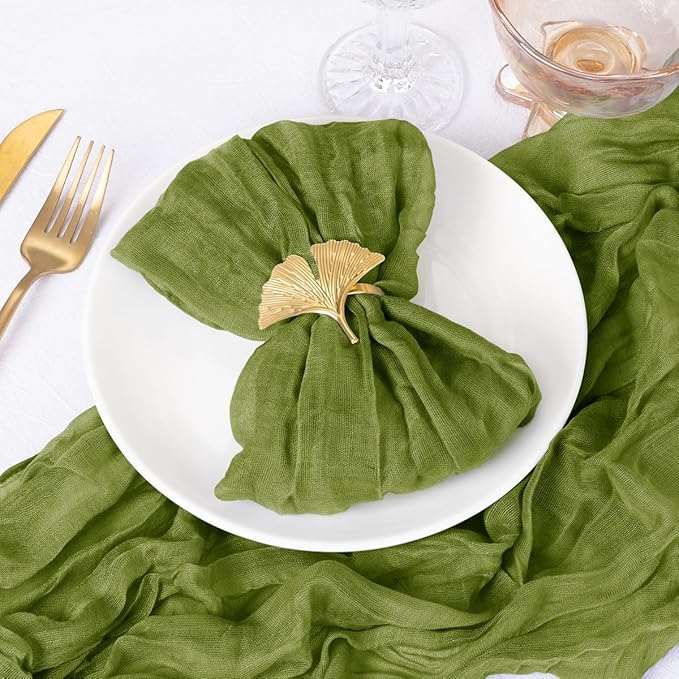 50 Pack Olive Green Cheesecloth Napkins Spring Cloth Napkins Set of 50 Olive Dinner Napkins Bulk 21x21 Inches for Wedding Bridal Shower Baby Shower Valentine's Day