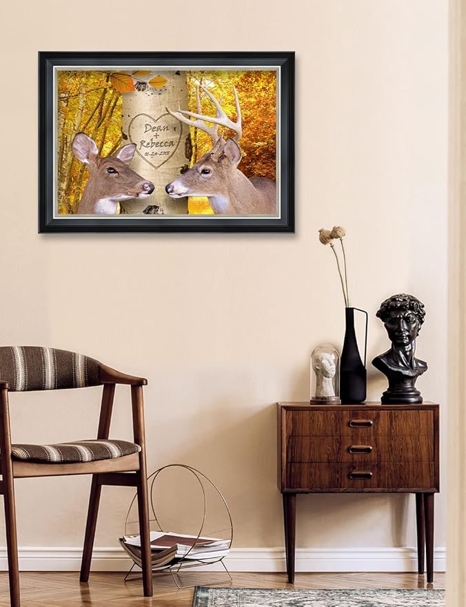 IPIC - Oh My Dear, Personalized Wall Art with Names and Date on, Giclee Prints with Solid Wood Frame, Custom Memorial Gifts for Wedding Anniversary. Total Framed Size: 27.25" W x 19.25" H