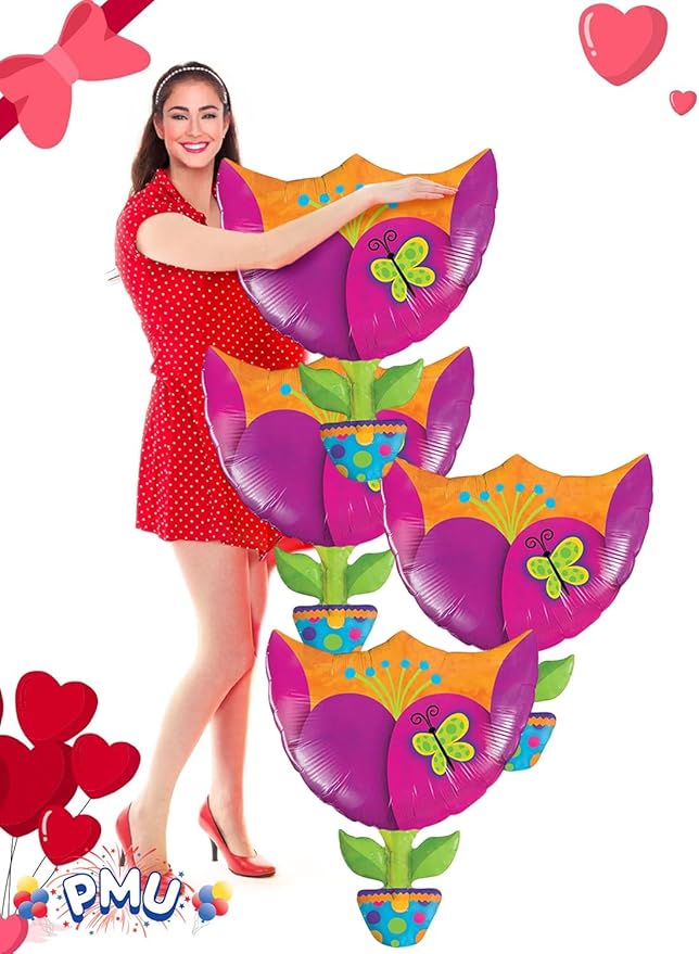 PMU Valentines Day Fantasy Tulip 35 Inches Mylar - Foil Balloons Proposal, Special Events, Photo Props Party Decoration and Accessories (10/Pkg) Pkg/1