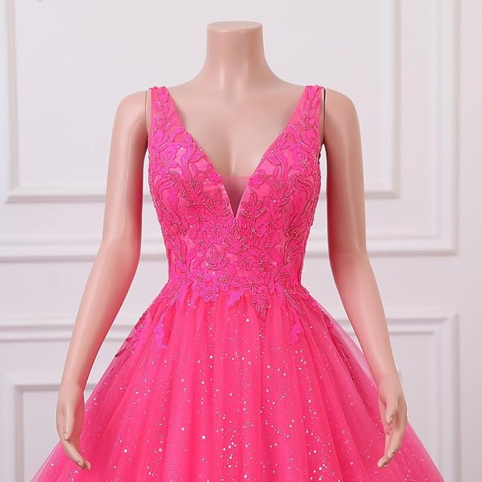 Engerla Women's Beading Sweetheart Ball Gown Tulle Layed Long Quinceanera Dress