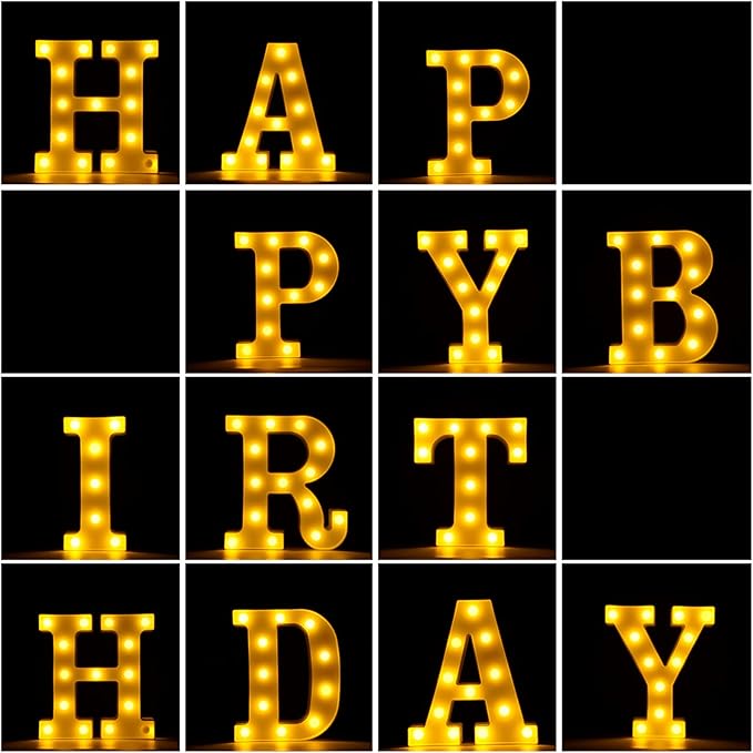 Brightdeco 155 Bulbs Happy Birthday LED Marquee Light Up Letters Sign (Large Size)
