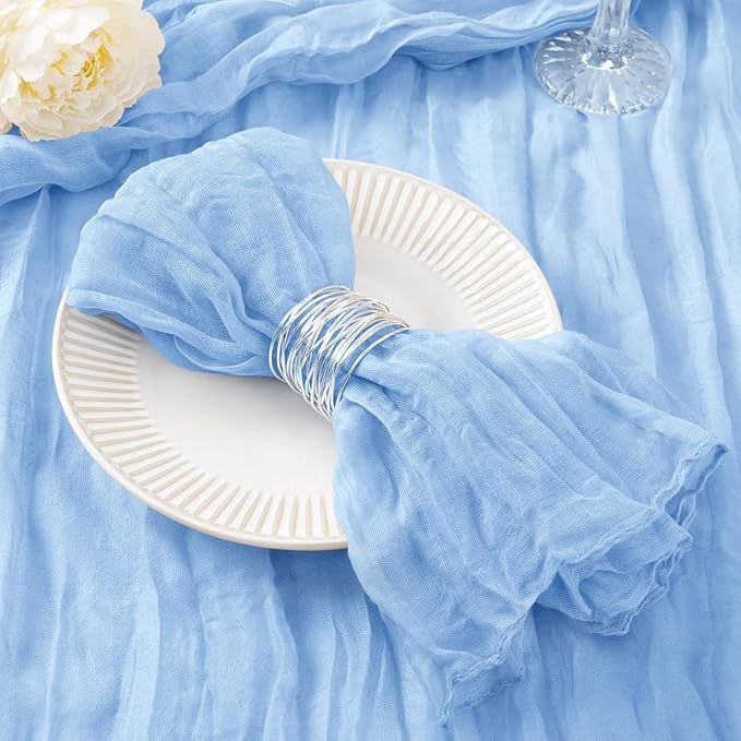 50 Pack Light Blue Cheesecloth Napkins Spring Cloth Napkins Set of 50 Baby Blue Dinner Napkins Bulk 21x21 Inches for Wedding Bridal Shower Baby Shower Valentine's Day