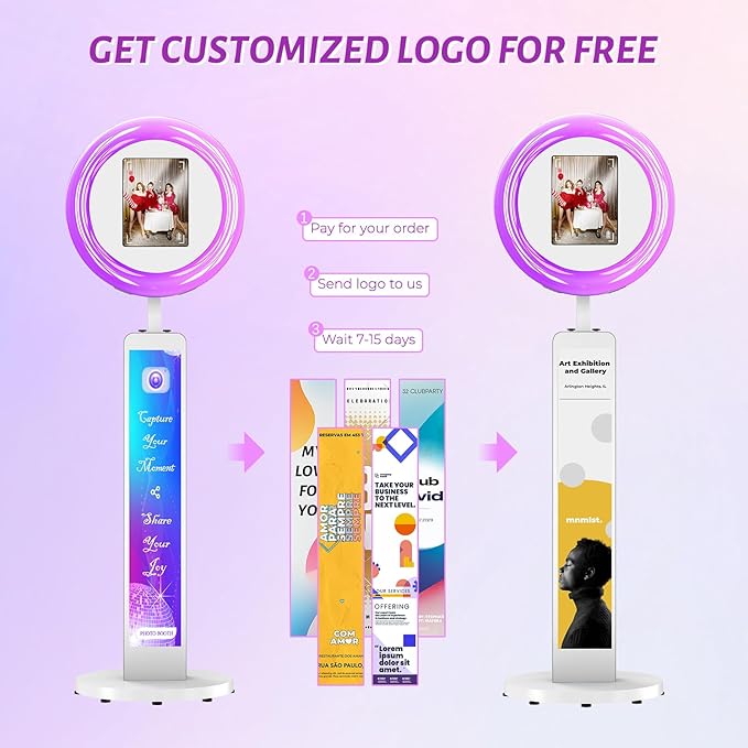 JIYANG Photo Booth Machine Compatible with Any Ipad,ChackTok PhotoBooth VIP Member,Free Custom Logo,Software APP Control Ring Light,Perfect for Wedding,Parties and Birthday(White)