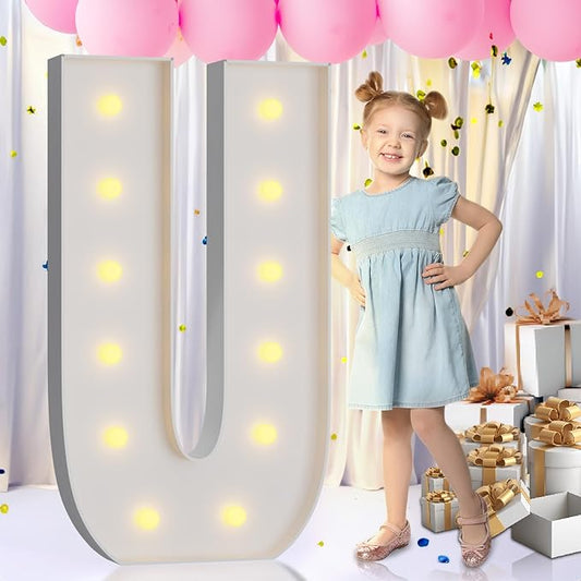 imprsv Light Up Letters, 4FT Marquee Letters for Birthday Wedding Engagement Party Decor, Large Marquee U for Party Decoration Arch Kit Decorations