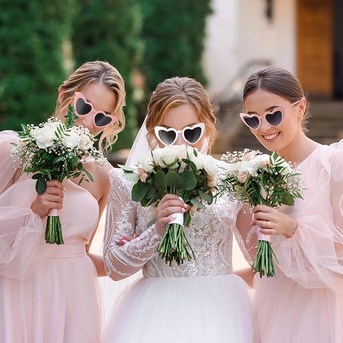 Bridesmaid Scrunchies Proposal Hair claws clips Set of 12 Bridal Shower heart sunglasses Gifts for Wedding Bachelorette Party Favors (48pcs White&Sage Green)