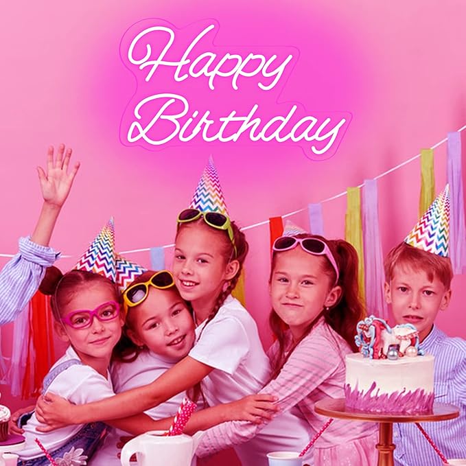 Happy Birthday Neon Sign 20 Inch Reusable Happy Birthday LED Light Up Sign with Dimmable ON/OFF Switch for Birthday Party Backdrop Decoration and Wall Decor and Birthday Gifts