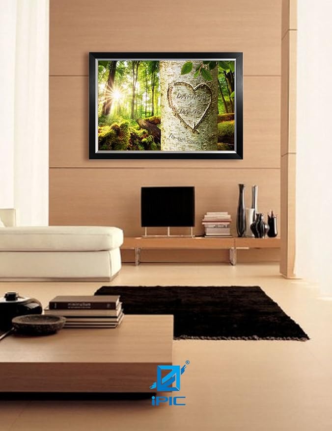 IPIC - Love Evergreen, Personalized Artwork with Names and Date on, Customized Gift for Anniversary,Wedding,Birthday and Holidays. Picture size: 30x20, Framed Size: 33x23