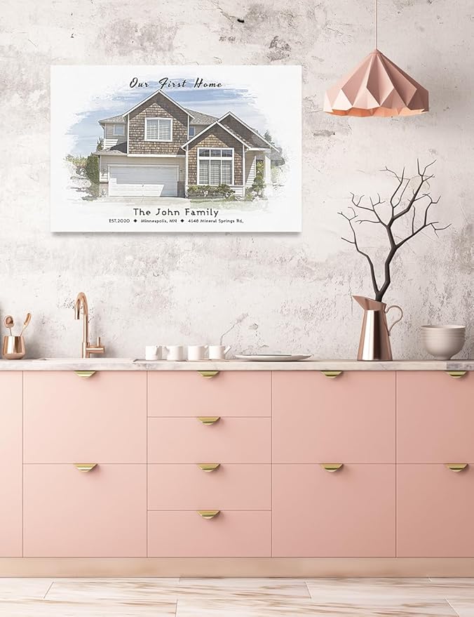 IPIC - Custom Watercolor House Portrait. Watercolor House Painting Personalized Housewarming Gift Custom Giclee Print Includes Names and the Special Date. W 24" x H 16" Ready to Hang.