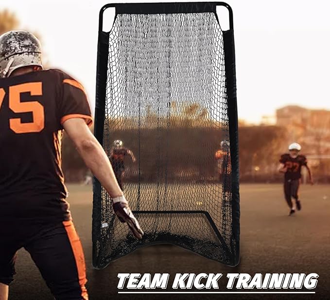 Football Kicking Cage Net - Heavy Duty Portable Training Net with Steel Frame for Backyard Indoor Outdoor Field Goal Training & Punting Passing Kicking Practice - Kids & Adults Use