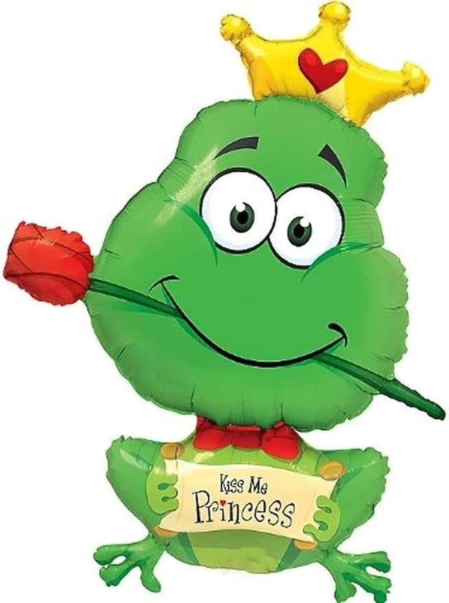 PMU Valentine's Day Frog-Kiss Me Princess 39in Mylar-Foil Balloon (25/pkg) Pkg/1