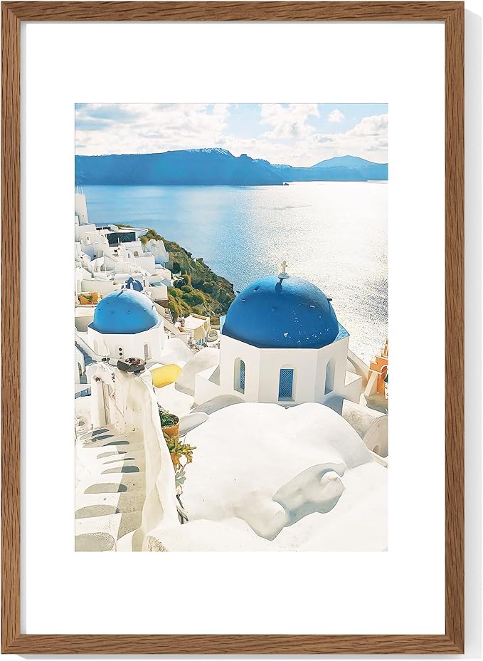 Axeman A2 Picture frame, Solid Oak Wood 16.5 x 23.5 inch Poster Frames with Mat 11.7 x 16.5 for Photo, A2 Size Frames Matted to A3 Print, 16.5 by 23.4 Hanging Frames, Tempered Glass, Walnut