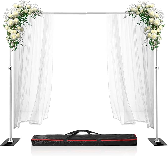 Backdrop Stand Heavy Duty 9.2x9.2ft - Adjustable Photo Backgdrop Stand Kit for Photography, Wedding, Party, Family Celebration, Portable Pipe and Drape Support System with Carrying Bag