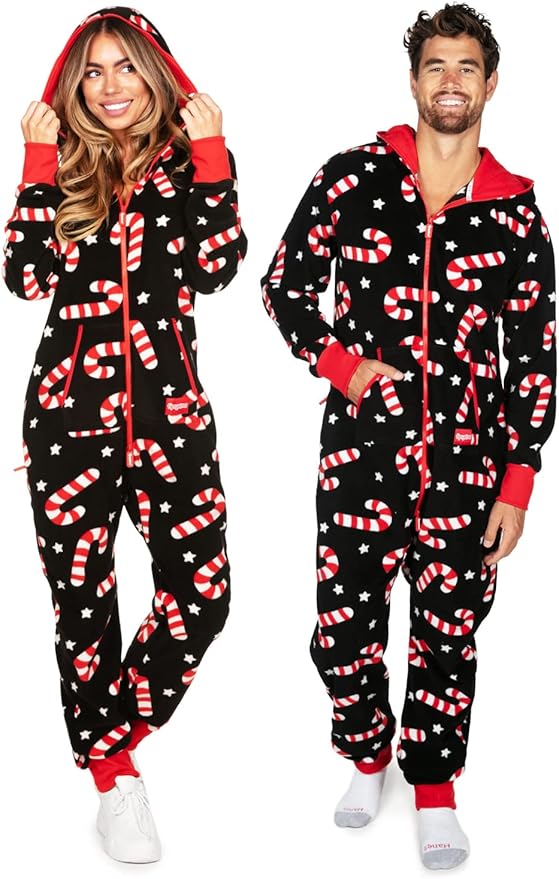 Tipsy Elves Christmas Onesies for Adults - Comfy Unisex Matching Holiday Jumpsuits with Convenient Pockets