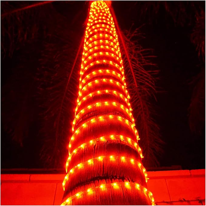 Russell Decor 100ft/30m Led Rope Lights Lamps Kit Indoor Outdoor Decorative Lighting for Party Wedding Trees Backyard Patio Deck Bright Flexible String Tube Lights Waterproof- Red