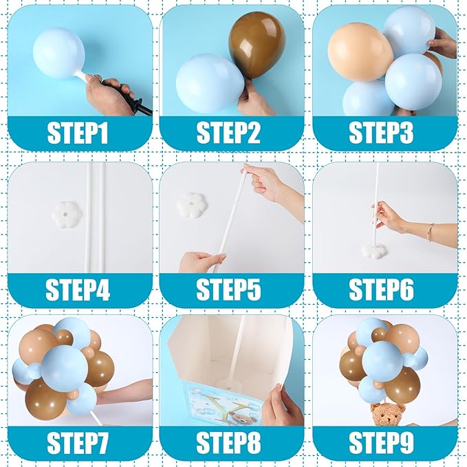 Lenwen 6 Sets Baby Letter Boxes Decorations Table Centerpieces for Baby Shower Gender Reveal,Bear Stuffed Animals Balloon with Stand Plush Toy Boxes for Birthday Party Wedding(Bear,Blue)
