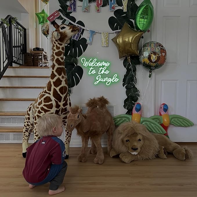 Welcome to the Jungle Neon Sign Jungle Decor Green Led Word Neon Light Signs for Wall Decor Usb Letter Light Up Sign for Garden Home Entryway Front Porch Party Gift