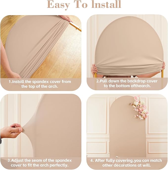 Nude Arch Covers 3 Set - 6FT, 6.6FT, 7.2FT Nude Arch Backdrop Cover Spandex Wedding Arch Stand Covers for Bridal Shower Wedding Baby Shower Birthday Party Banquet Photo Background Decorations