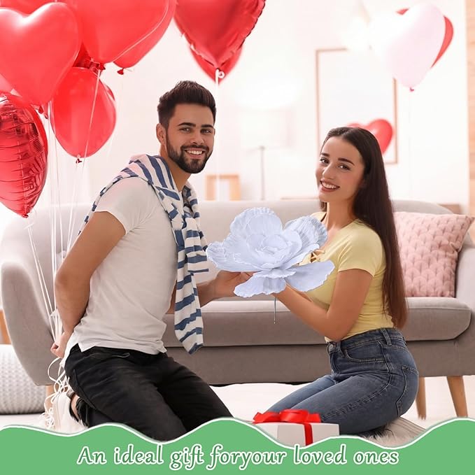 Norme 3 Pcs Valentines Giant Flowers for Decoration 12, 16, 20 Inch Large Rose Petals Giant Flowers Large White Rose for Wedding, Home Decor, Anniversary Birthday Valentine's Day