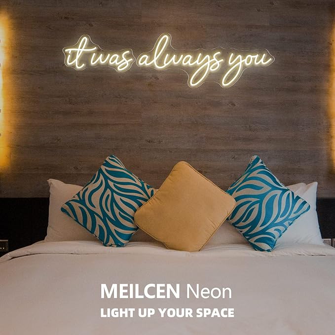Large 36" Neon Sign 'it was always you' Neon Night with Dimmable Wall Decor for Bedroom Living Room Bar Party Club Wedding Girls Birthday Wall Light Decor Reusable Warm White