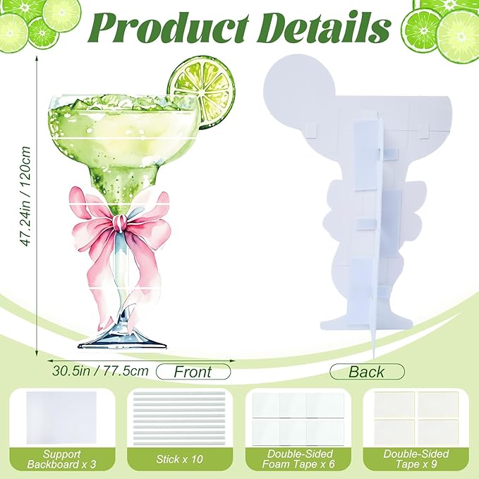 4ft Large Martini Bow Cardboard A Tini Bit Older Birthday Cutout Stand Green Margarita Backdrop Decorations for Women Coquette Bachelorette Bridal Shower Party Decor
