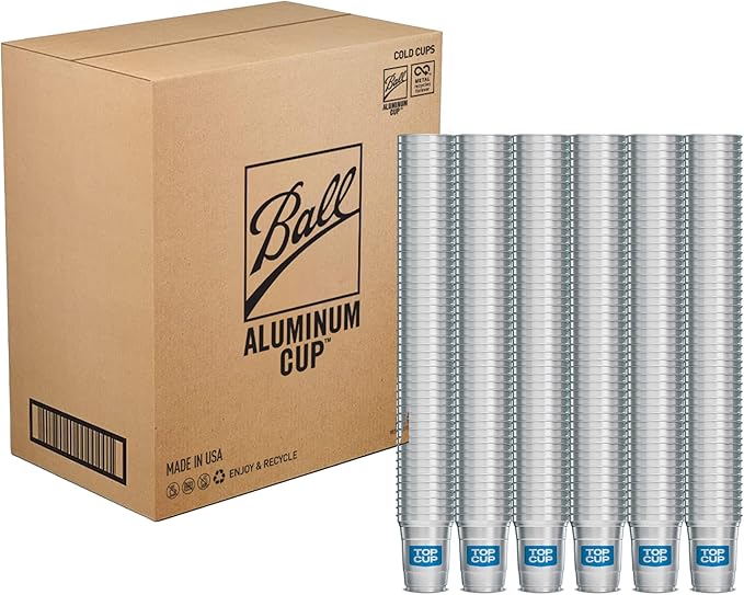 Top Cup by Ball – 16 Ounce, 600 Count, Reusable Aluminum Party Cups | Cold-Holding, Recyclable, Made in USA