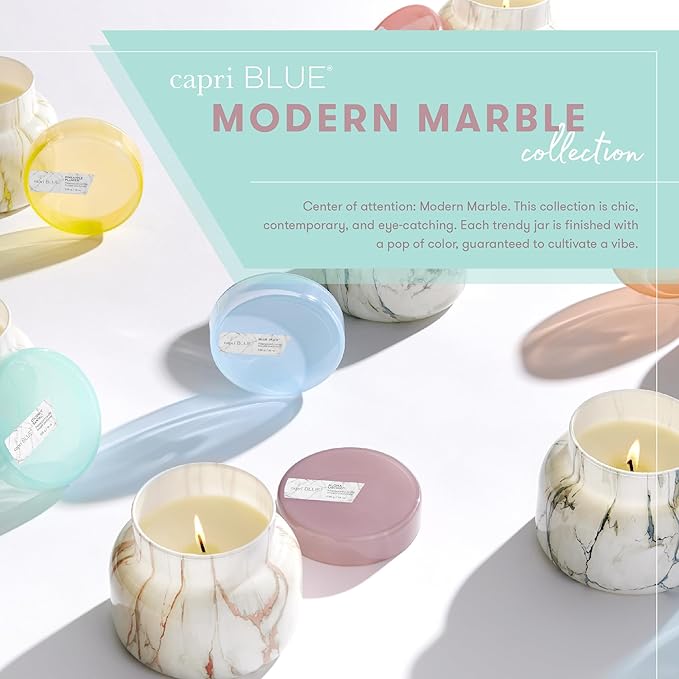 Capri Blue Scented Candles - Modern Marble Oversized Jar - Luxury Candles for Home Scented with Tropical Fruits & Sugared Citrus - Soy Wax Blend (Volcano, 28 oz)