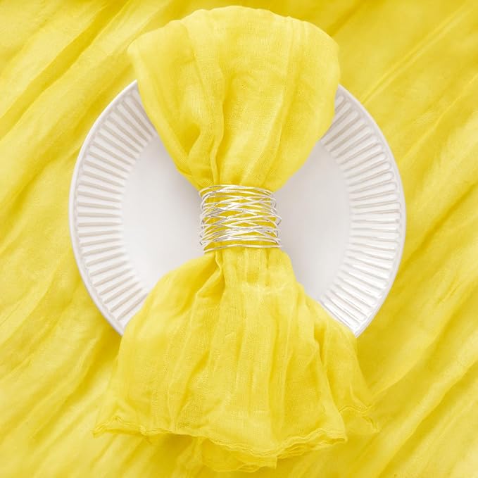 50 Pack Lemon Yellow Cheesecloth Napkins Spring Cloth Napkins Set of 50 Yellow Dinner Napkins Bulk 21x21 Inches for Wedding Bridal Shower Baby Shower Valentine's Day