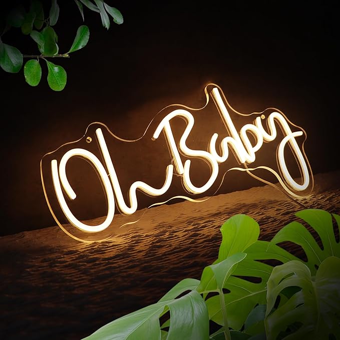 Oh Baby Neon Sign for Backdrop Wall Decor LED Neon Lights for Baby Shower Decorations Boy and Girl Baby Room Decor LED Light Up Sign for Party Decorations Photo Prop USB 21.7x10 Inch (warm white)