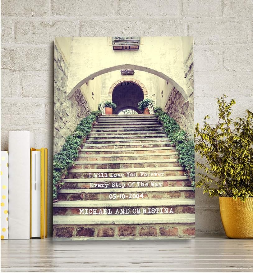 IPIC - Love You Every Step, Personalized Artwork with Names and Date on, Customized Gift for Anniversary,Wedding,Birthday and Holidays. 18x12