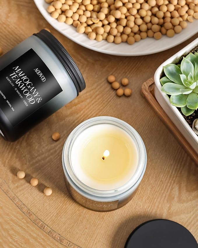 AOOVOO Scented Candles Set - 6 Pack Men Candles for Home Scented, 42 oz Soy Wax, 300 Hour Long Lasting Candle, Soy Candle Gifts Set for Men, Birthday, Valentine, Christmas, Anniversary Present