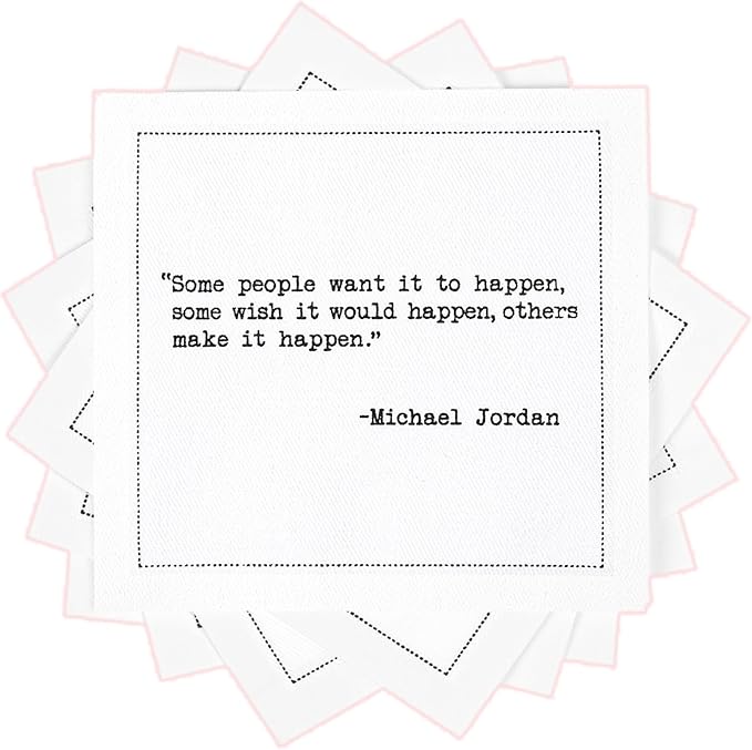 Five Star Funny Basketball Legends Quotes | White Cotton Cocktail Napkins | 50 Luxury Disposable Beverage Napkins with Witty Bar Quotes | Drink Napkins for Parties, Bars, Weddings & Game Nights